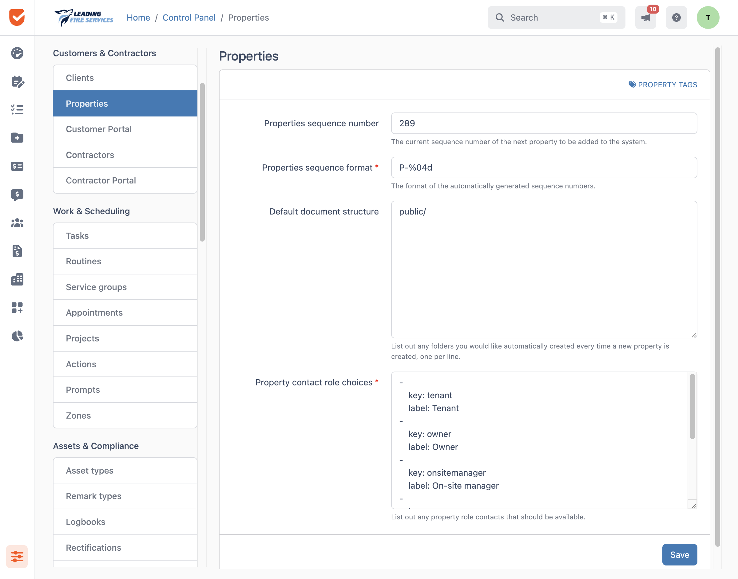 Properties | Control Panel