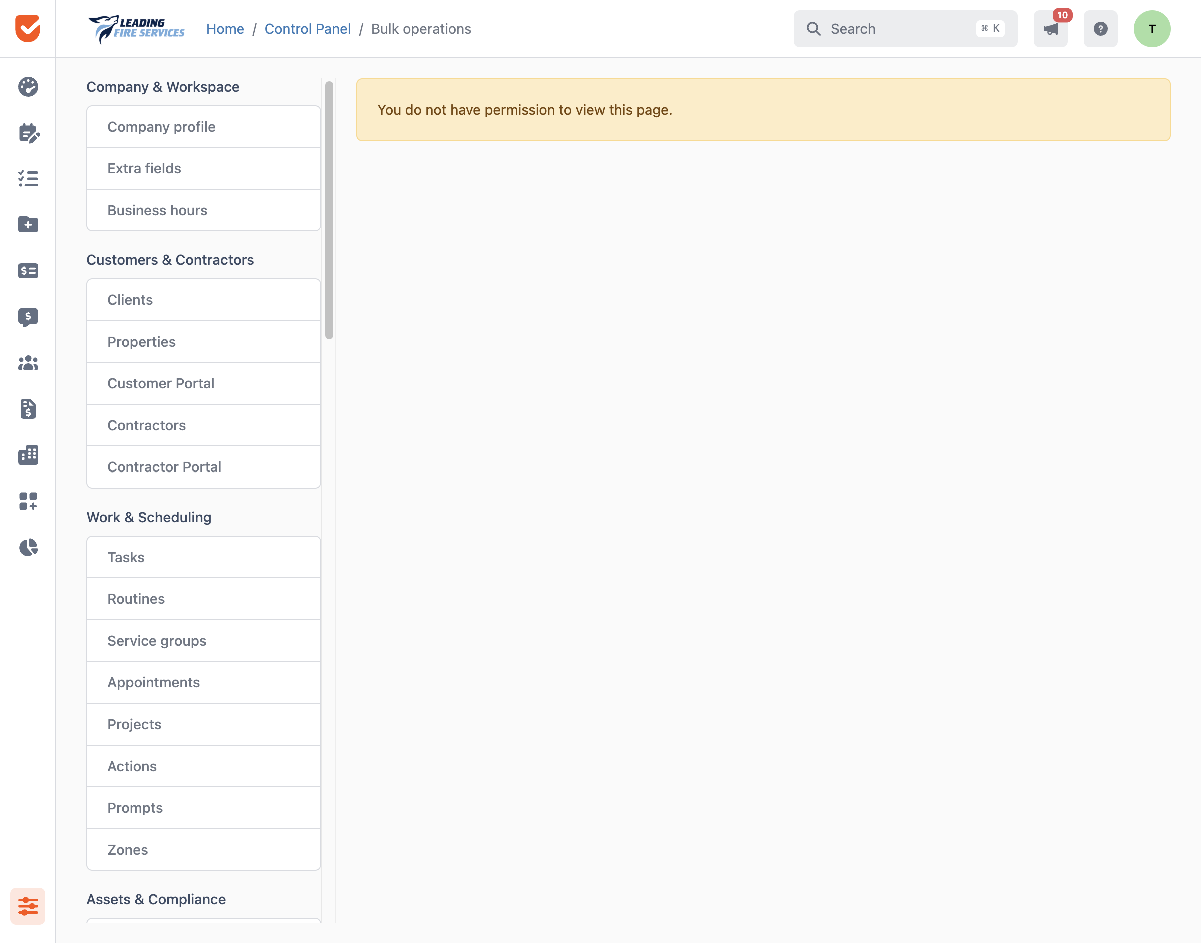 Bulk operations | Control Panel