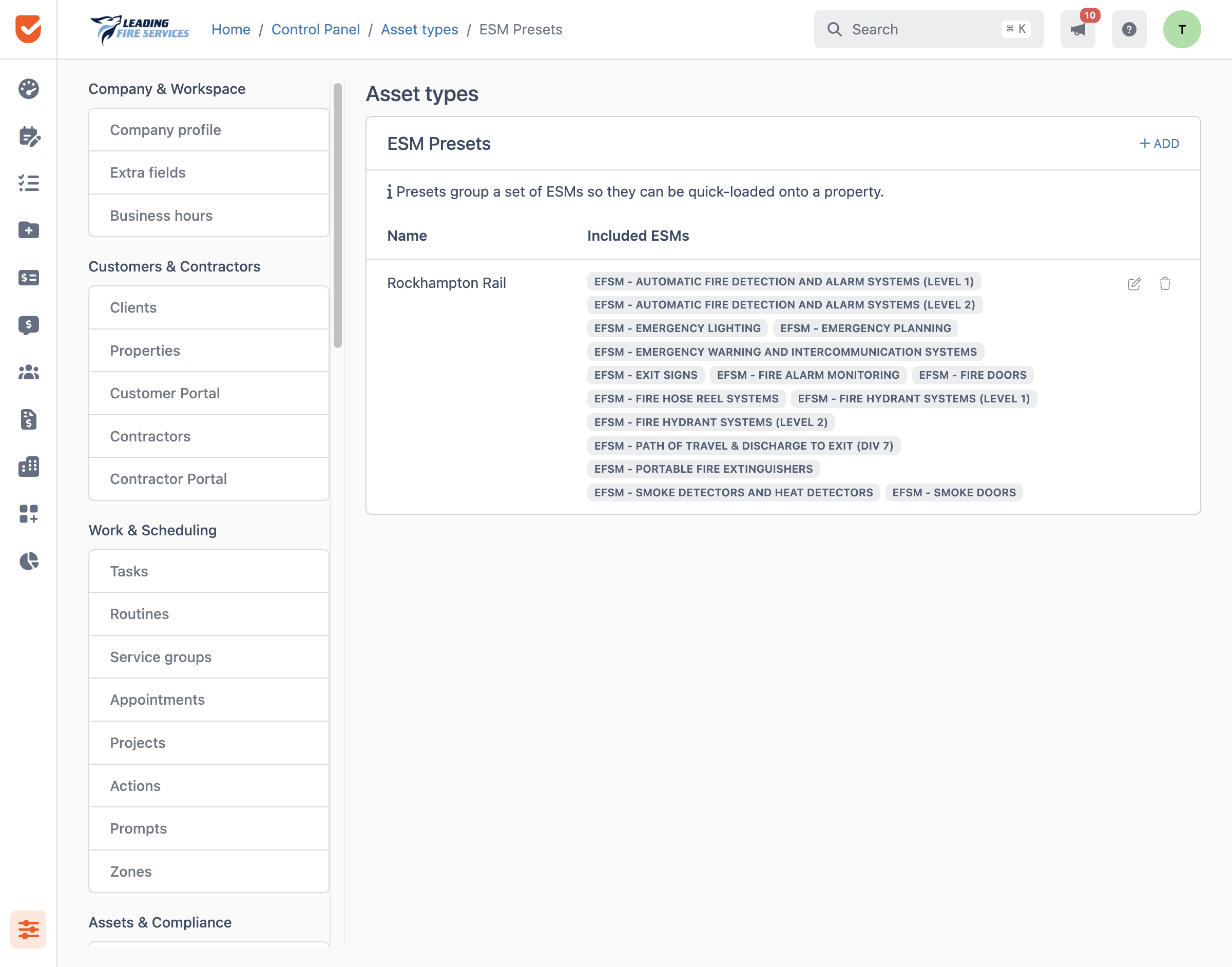 Asset types | Control Panel