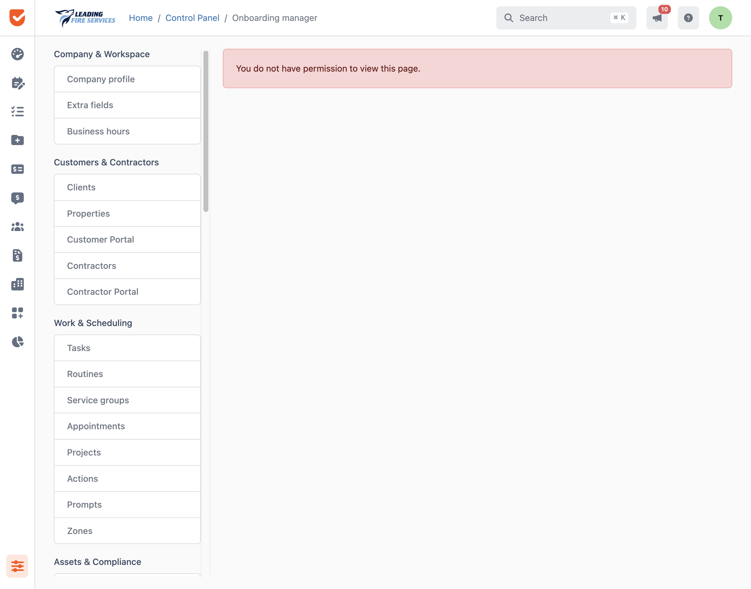 Onboarding manager | Control Panel